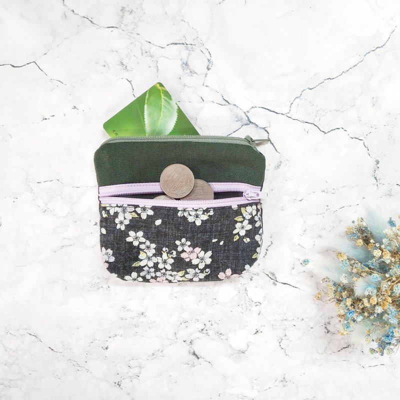 Double zippers money bag - Coin Purses - Cotton & Hemp Black