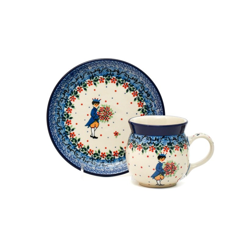 Polish handmade pottery afternoon tea set of 2 - จานและถาด - ดินเผา 