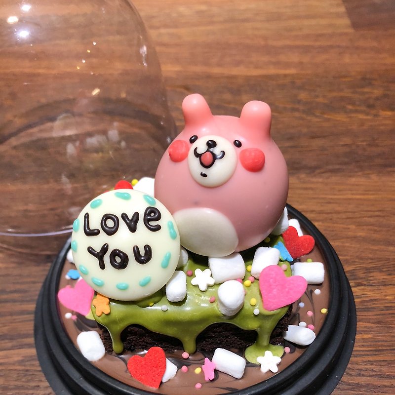 粉紅兔雪花球布朗尼 - 1-2人分享 迷你蛋糕 客製文字  - 蛋糕/甜點 - 新鮮食材 粉紅色
