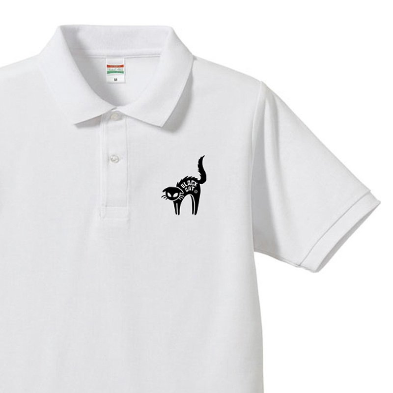 Surprising cat polo shirt [Made to order] - เสื้อผู้หญิง - ผ้าฝ้าย/ผ้าลินิน ขาว