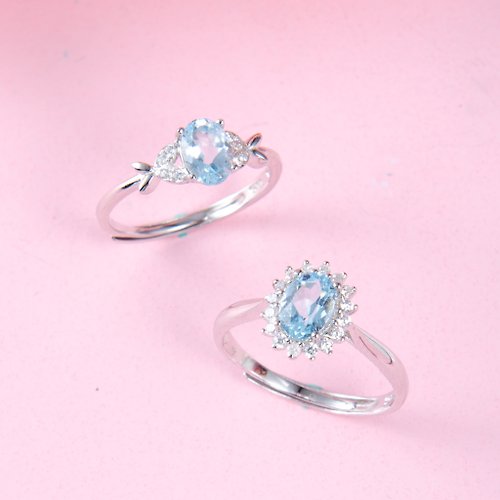 Pink Laboratory 粉紅製造 托帕石925純銀戒指 | 拓帕天然寶石戒指鑲鑽戒鋯石水晶可調節大小