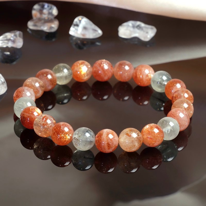 #311 One picture, one thing/8.5mm Arusha crystal bracelet, sun Stone, attracts wealth, happiness and positive energy to people - Bracelets - Crystal Orange