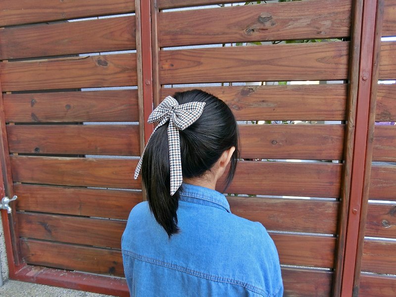 Q cotton small tassel bow hair bundle scrunchie*sk* - Hair Accessories - Cotton & Hemp 