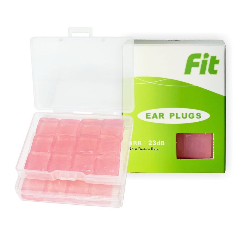【FIT】 Silicone earplugs-pink 24pcs soft plastic soundproof noise-proof sleep-inner storage box