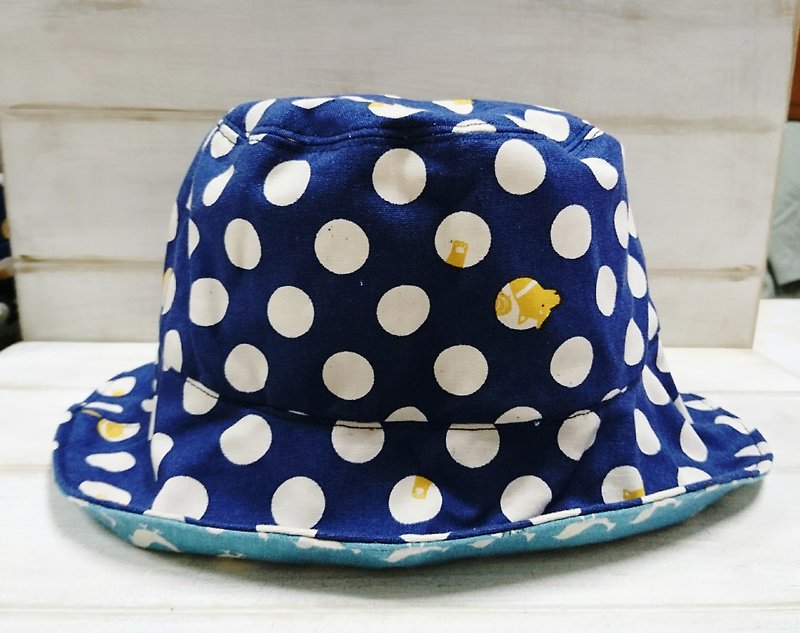 Little small brown dog & light blue cowboy hat-sided - Hats & Caps - Cotton & Hemp Blue