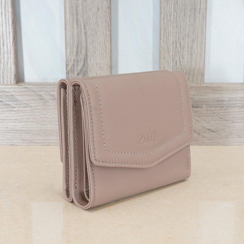 Napa 9 cards 1 photo envelope style double-sided storage cowhide short clip 4165 (shell pink) - Wallets - Genuine Leather 