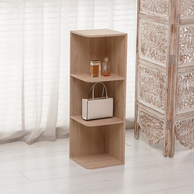 MIT Japanese simple three-layer corner storage cabinet - ชั้นวางหนังสือ - ไม้ สีกากี