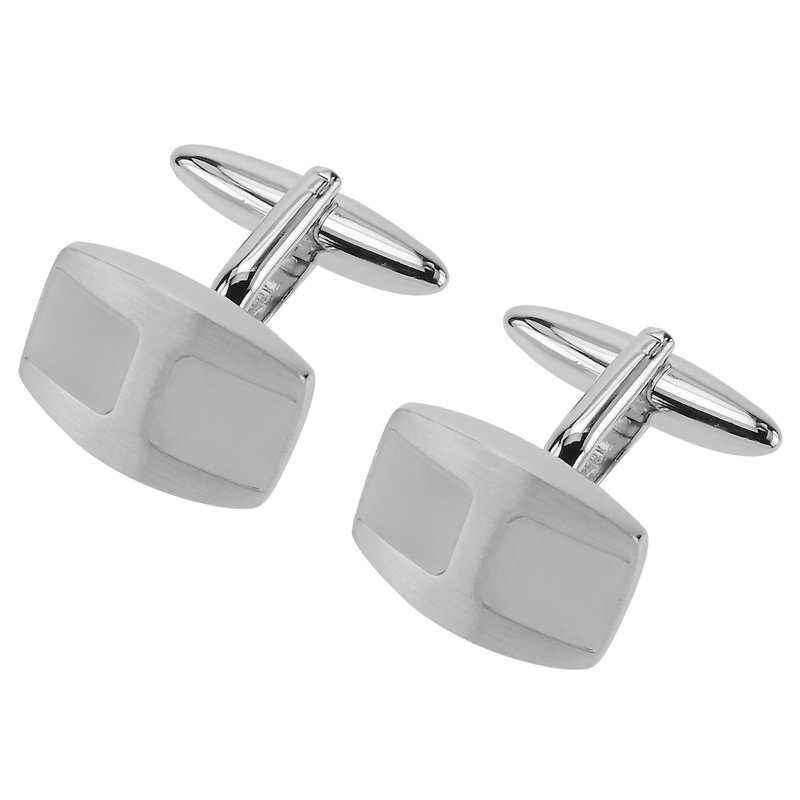 White Catseye Curved Cufflinks - Cuff Links - Other Metals White