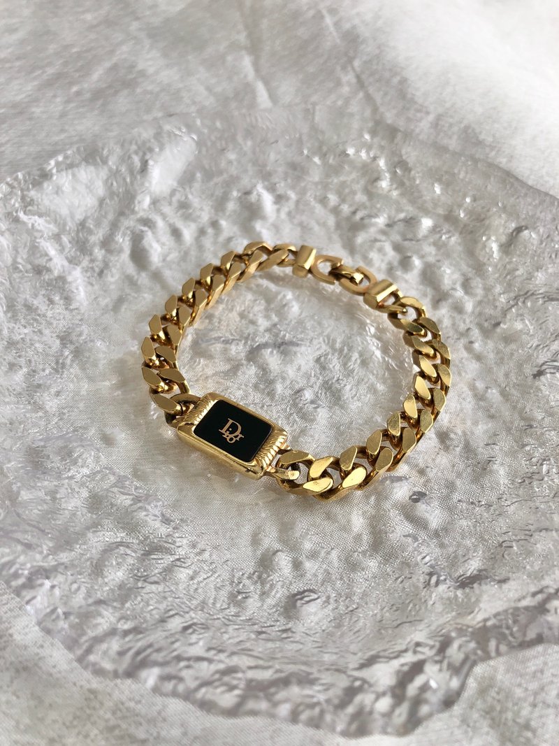 【Direct from Japan Luxury Pre-owned Bag】Christian Dior Bracelet Gold Logo Plate Stone piazzv - สร้อยข้อมือ - วัสดุอื่นๆ สีทอง
