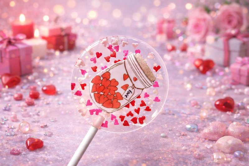 Designer Lollipop – Collected Hearts - ขนมคบเคี้ยว - อาหารสด สีแดง