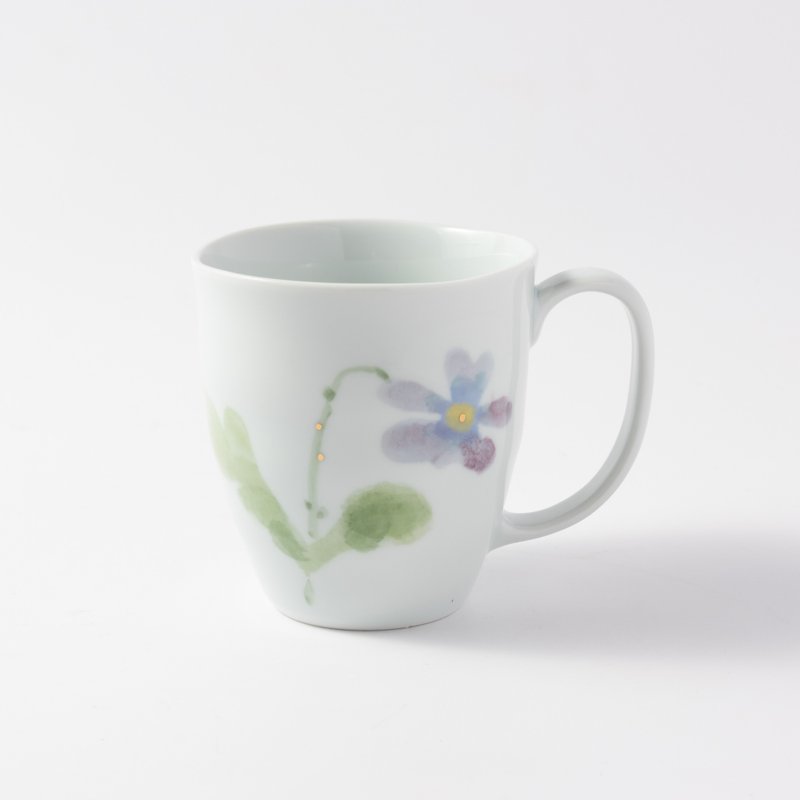 手描き 日本製マグカップ ビオラ 東窯 - 咖啡杯/馬克杯 - 瓷 白色