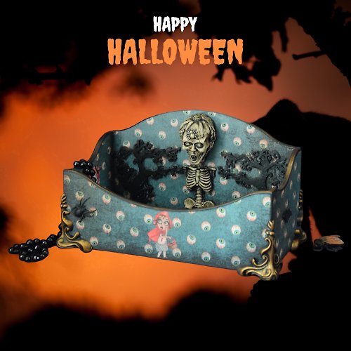 HelenRomanenko Gothic Home decor Halloween skull box