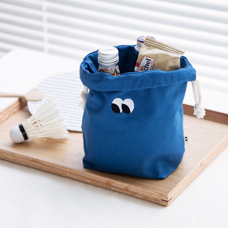 Livework SOMSOM Lucky Lucky Binding Embroidery Bag - Blue, LWK57600 - กระเป๋าคลัทช์ - ผ้าฝ้าย/ผ้าลินิน สีน้ำเงิน