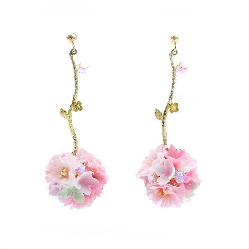 Pamycarie Noon-Sakura Gold-plated 925 Silver Bouquet Earrings - Earrings & Clip-ons - Clay Pink
