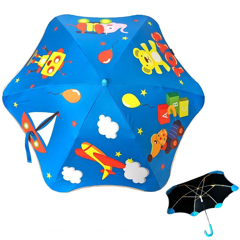 Children's rounded luminous straight handle umbrella-toy story-blue (too long can not be super long) - เสื้อกันฝนเด็ก - วัสดุกันนำ้ 