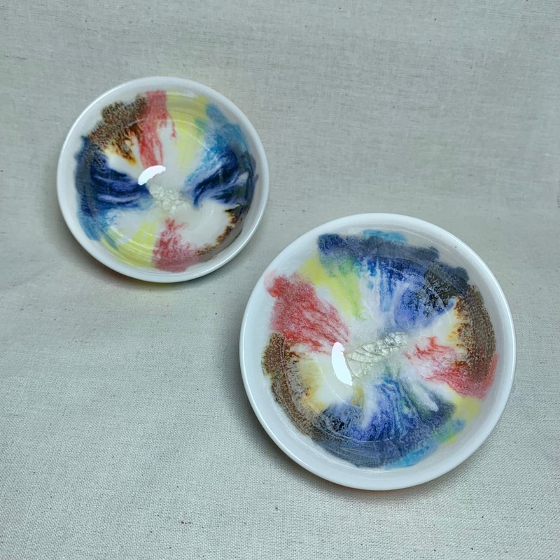 氷晶油絵山水ペアカップ 80ml 邱毓寧 鶯歌焼 F2-02 - 急須・ティーカップ - 磁器 多色