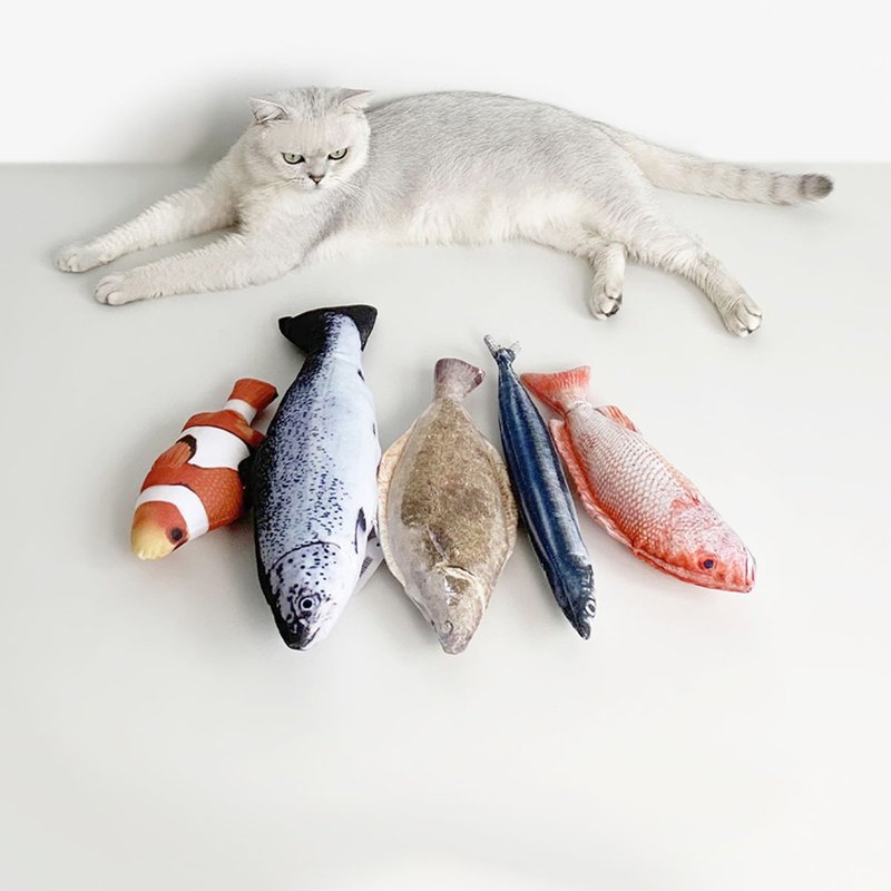 Spray simulation fish cat bite-resistant molar plush toy catnip relieve boredom pillow - ของเล่นสัตว์ - ไฟเบอร์อื่นๆ 