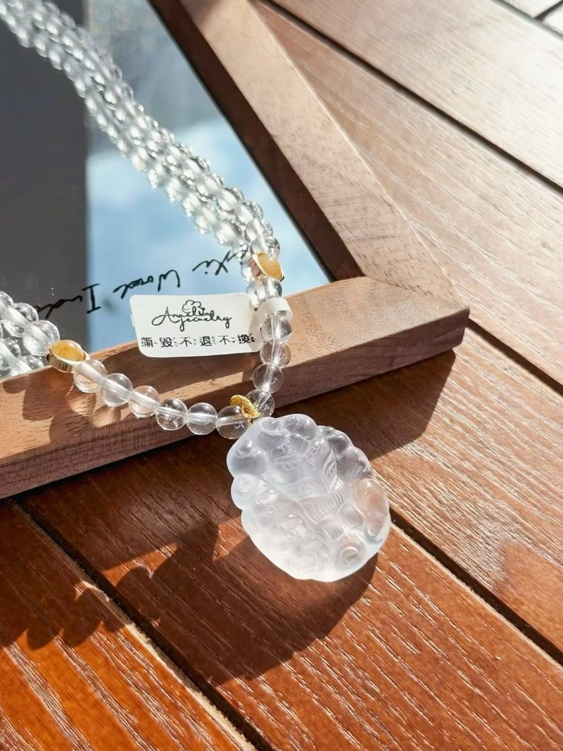 白水晶九尾狐仙項鍊斬爛桃花丨彌雅原創設計 - 項鍊 - 水晶 白色