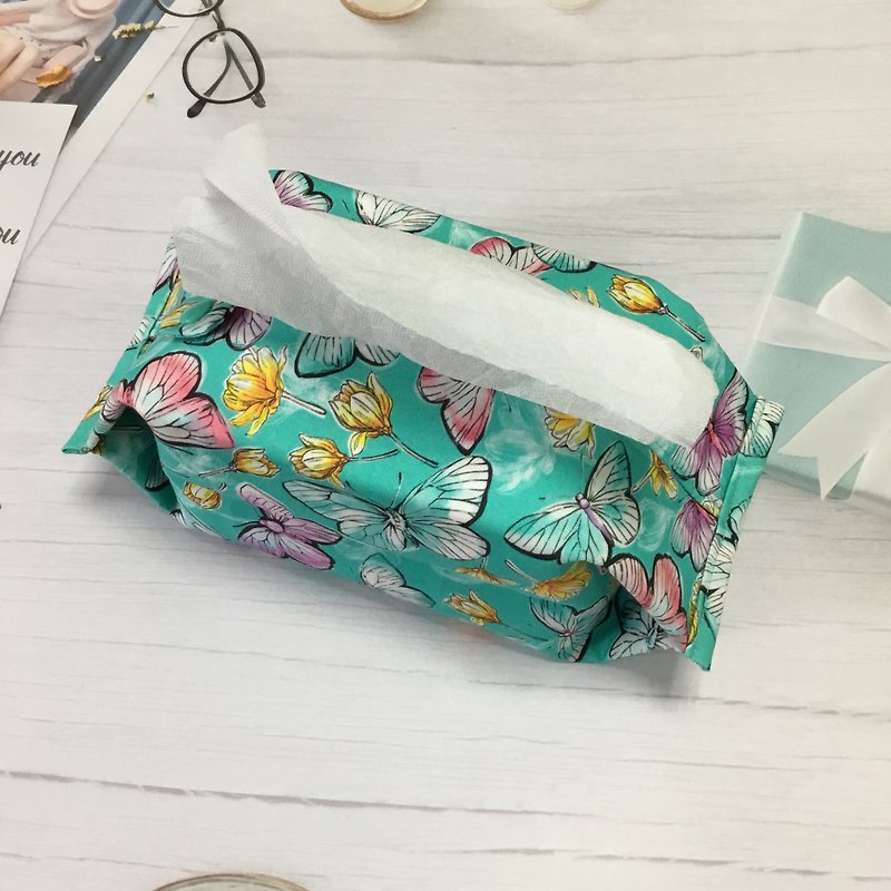 Butterfly Flying Tissue Cover for Home Car - Tissue Boxes - Cotton & Hemp Green