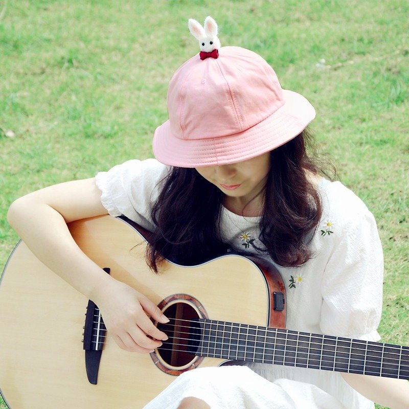 Little rabbit fisherman hat cute girl sun hat fresh gift - Hats & Caps - Cotton & Hemp Pink
