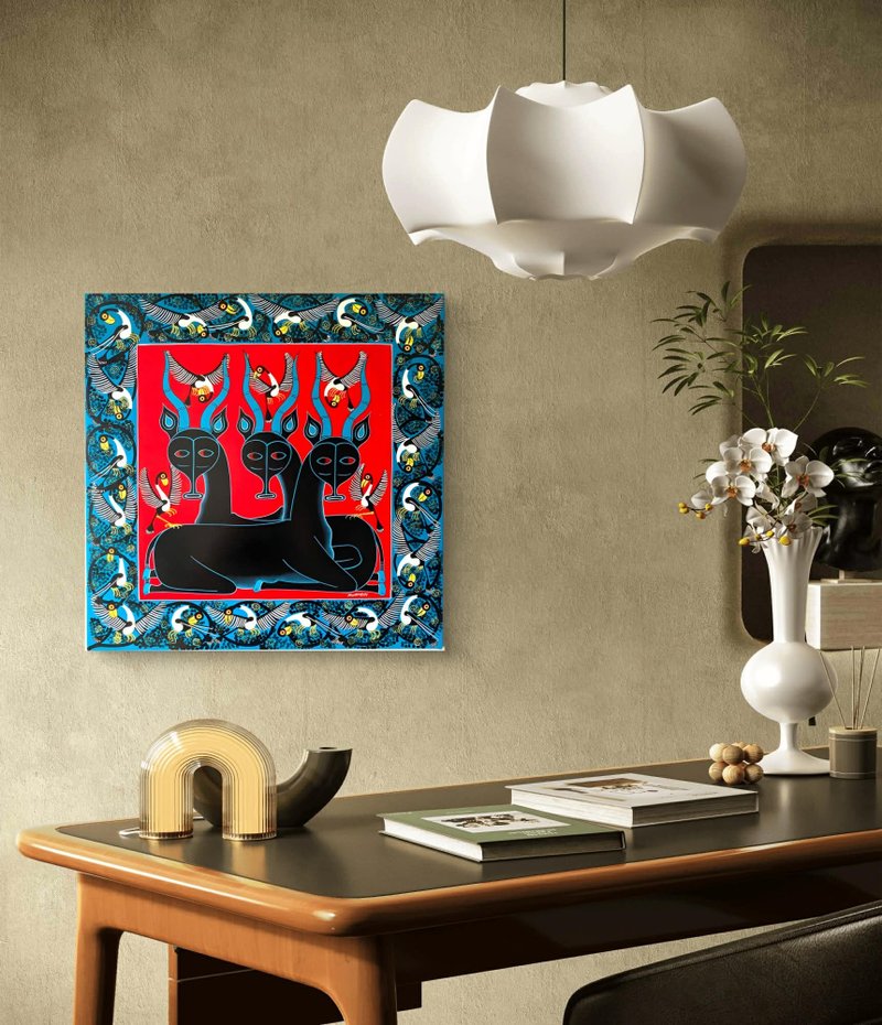 【U760 長角三賢】非洲畫家手繪原作-無框畫 - 海報/掛畫 - 其他材質 