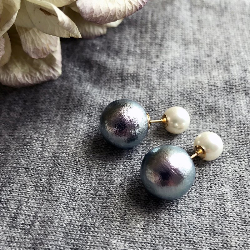 EARRINGS & CLIP-ON / 14kgf & Shell Pearl /  DollPr06 - Earrings & Clip-ons - Other Metals Gray