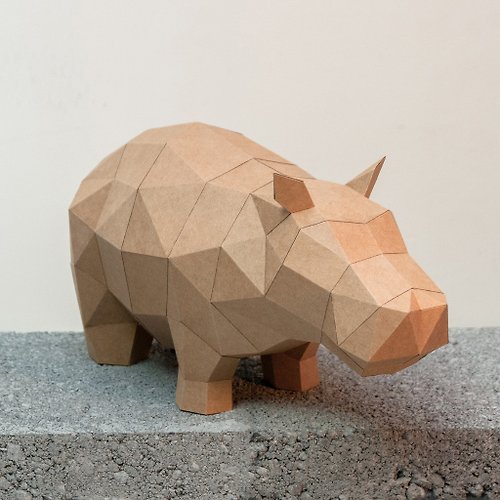 問創 Ask Creative DIY手作3D紙模型擺飾 小動物系列 -圓滾滾河馬(4色可選)