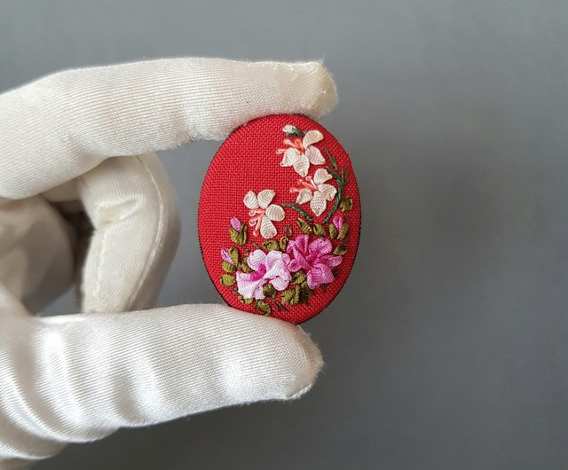 Brooch store handmade embroidery