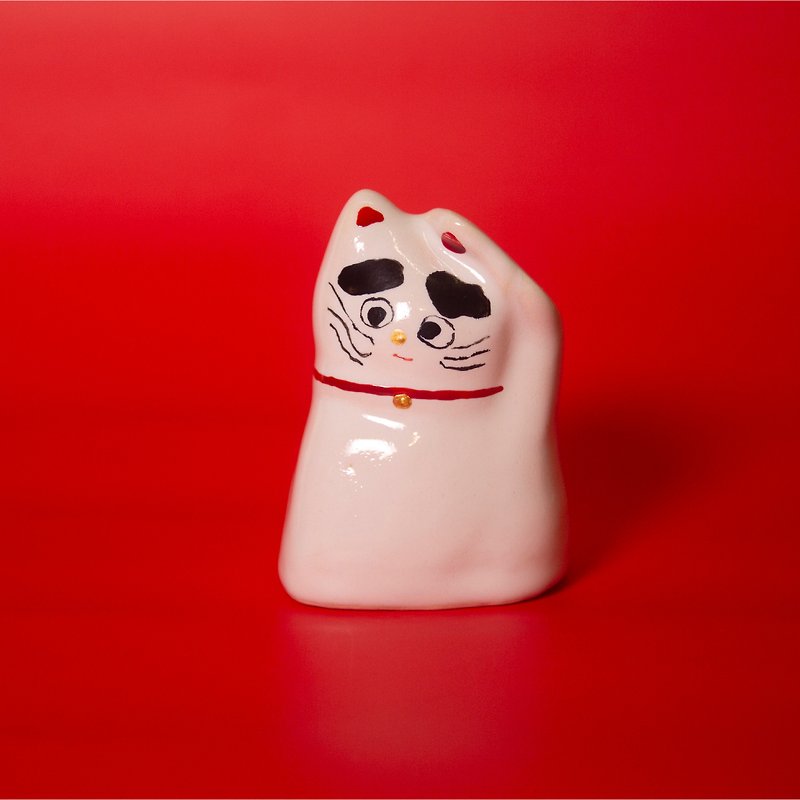 Street Lucky Lucky Cat_mi-mi-mauh-mauh Mi Mi Cat Series_#028 - Items for Display - Pottery White