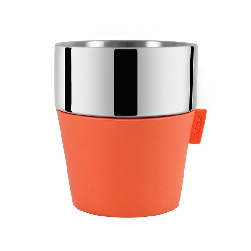 Driver Double Layer Coffee Cup 350ml - Pretty Orange Party Cup, Picnic Cup - แก้วมัค/แก้วกาแฟ - สแตนเลส สีส้ม