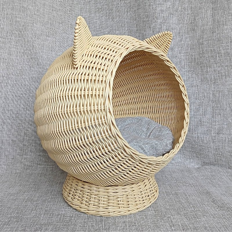 Paper Other Furniture Yellow - Wicker cat bed. Wicker cat basket. Cat bed cave. Cat nest. Pet bed furniture