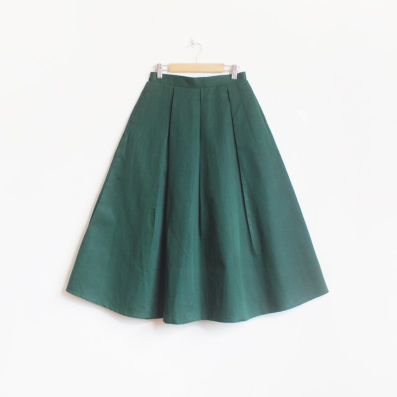 cotton flare skirt : green - 裙子/長裙 - 棉．麻 綠色