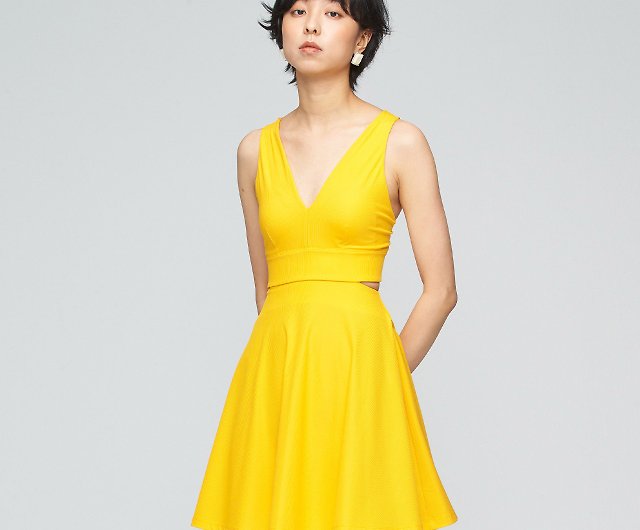 Ultracool-Deep V Hollow Cool Feeling Bra Dress (Female)-Marigold Orange -  Shop VOUX One Piece Dresses - Pinkoi