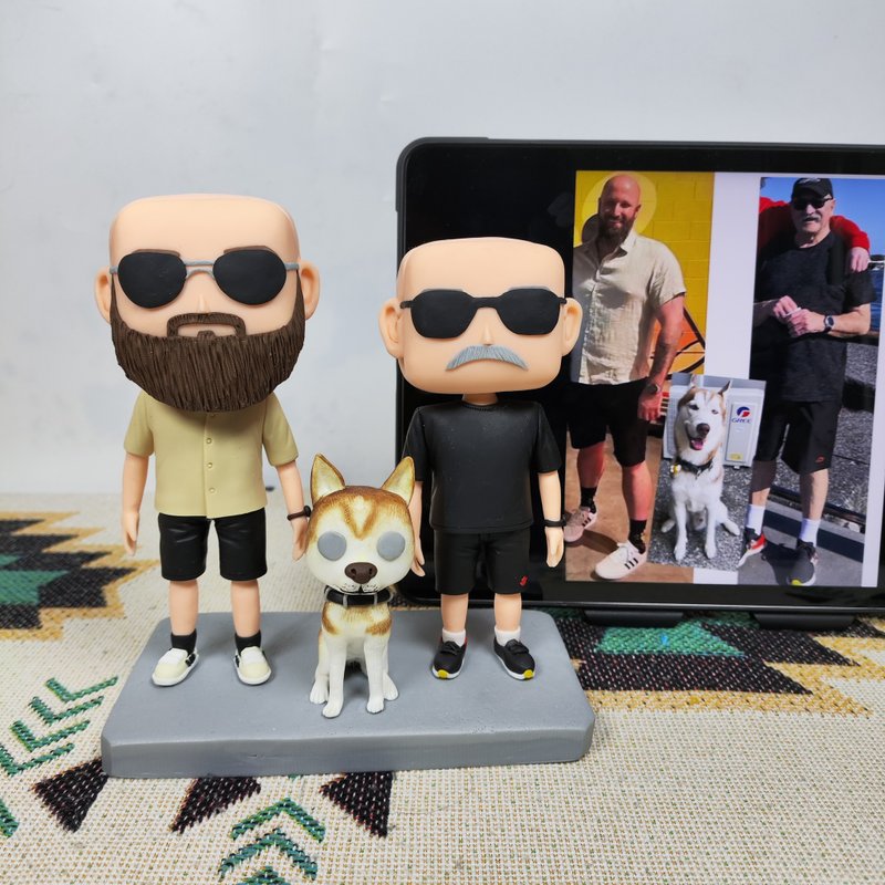 Purely handmade custom American Funko Pop self-portrait doll boyfriend husband birthday gift - Stuffed Dolls & Figurines - Clay Multicolor