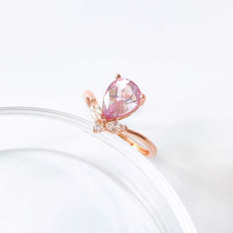 15% off for 2 pieces | Pink Stone Sterling Silver Ring (Full Clean Body VS Level) - แหวนทั่วไป - เงินแท้ 