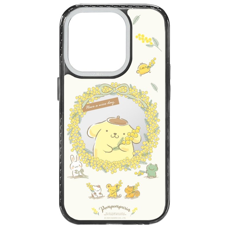 Mirror Garden - Pudding Dog co-branded magnetic version with transparent black frame iPhone anti-fall case - Phone Cases - Eco-Friendly Materials Black