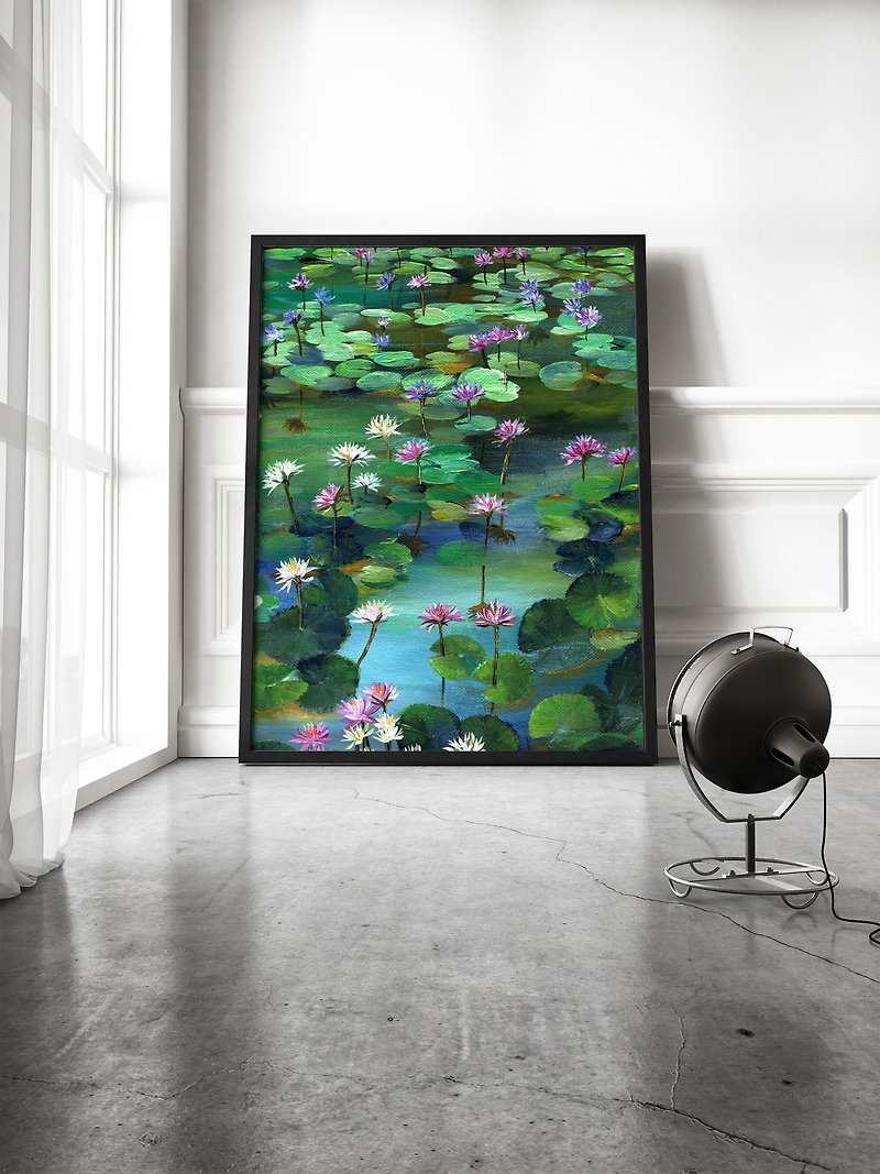 【Summer Water Lilies】Limited Edition Print. Lotus Lily Pond Flowers Bloom. - โปสเตอร์ - กระดาษ 