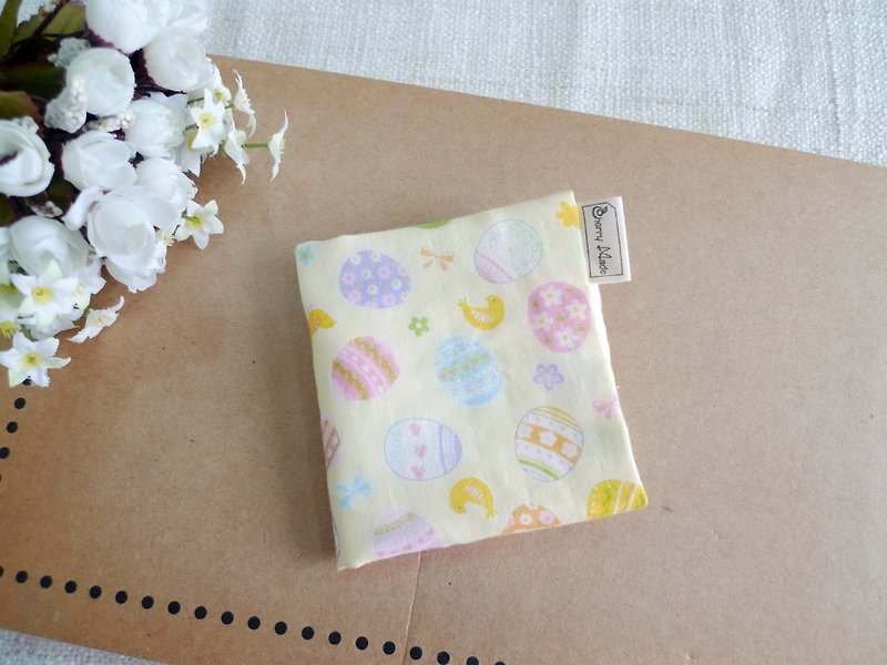 Pure Cotton Gauze Handkerchief/Saliva Towel/Small Square Scarf-Happy Egg (Yellow) - ผ้ากันเปื้อน - ผ้าฝ้าย/ผ้าลินิน สีเหลือง