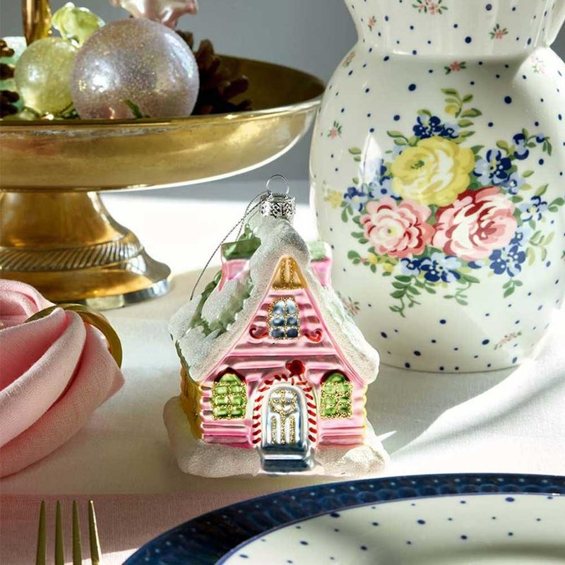 [New Product] Danish GreenGate Laura pale pink cabin Christmas pendant M - Items for Display - Glass Pink