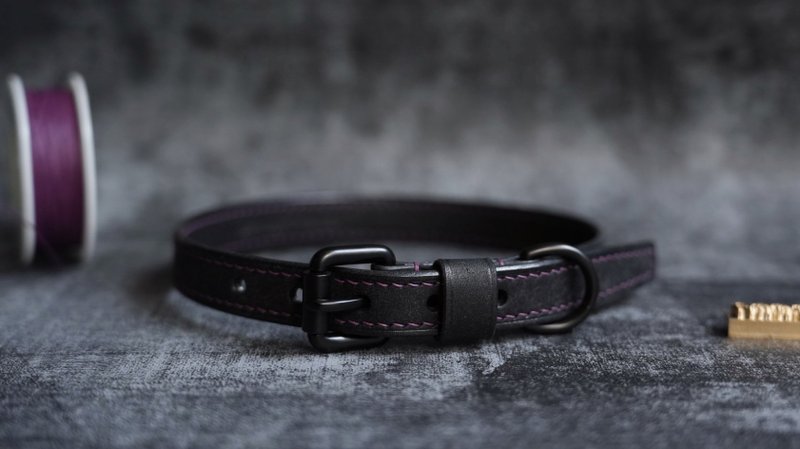 純手工牛皮項圈/手環兩用款 choker 顏色可選 客製刻字 情侶禮物 - 項鍊 - 真皮 黑色