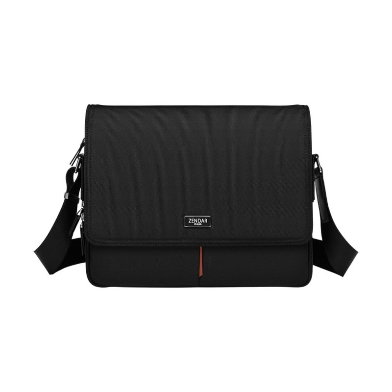 ZENDAR 限量3折 頂級高彈性防潑水郵差包 全新專櫃展示品 - 側背包/斜背包 - 尼龍 黑色