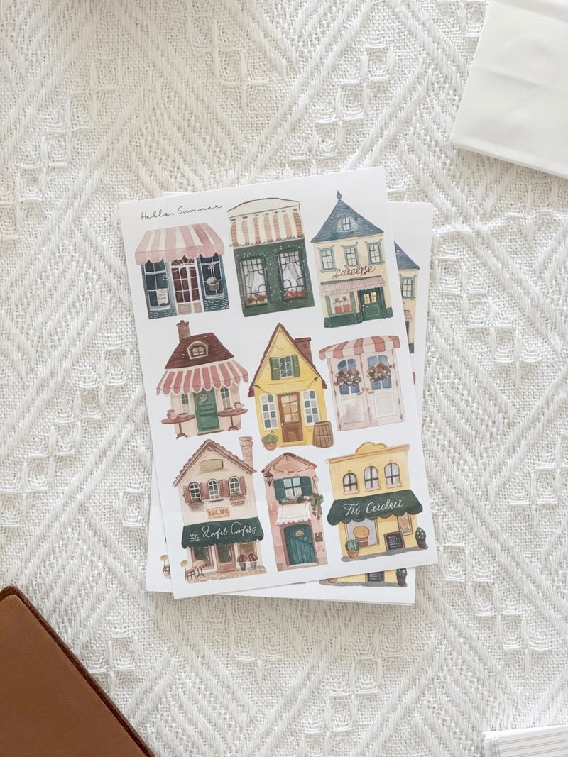 A French country street sticker - 貼紙 - 紙 