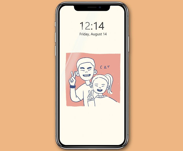 ヤンが描いたイラストデザインのようなシンプルな線と肖像画 携帯電話の壁紙 純粋な電子ファイル ショップ Boringboni 似顔絵 Pinkoi