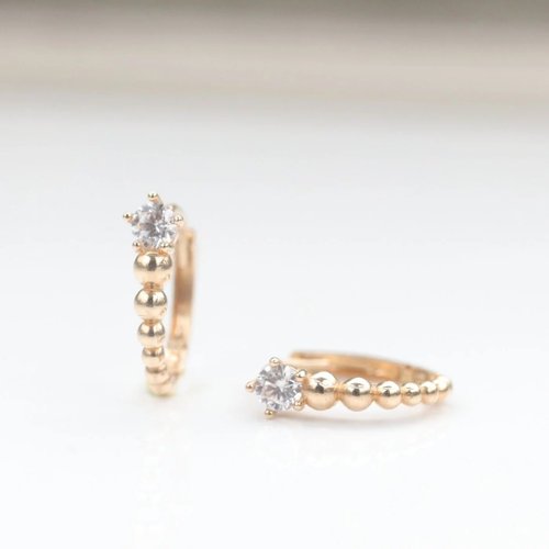 CHARIS GRACE 14K Gold Ball Tint Lock Earring 簡約鑽金球耳扣耳環