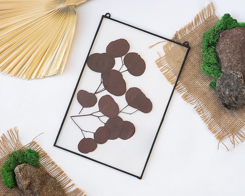 Dried eucalyptus for home decor from glass tin for wall hanging brother gift - ตกแต่งผนัง - แก้ว สีแดง