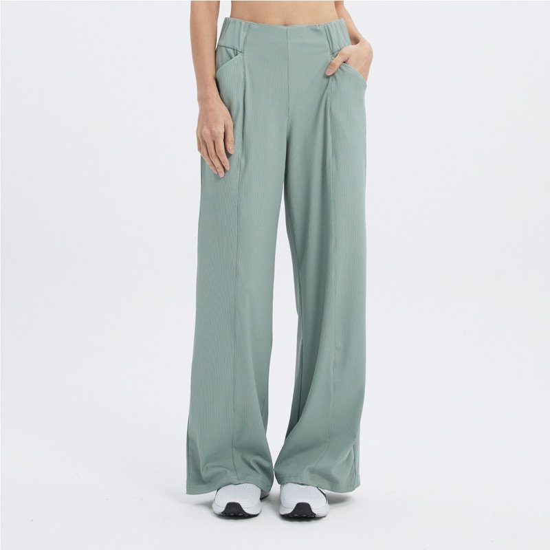 ULTRACOOL-3D cut ribbed wide pants-rock gray green - Women's Pants - Nylon Green