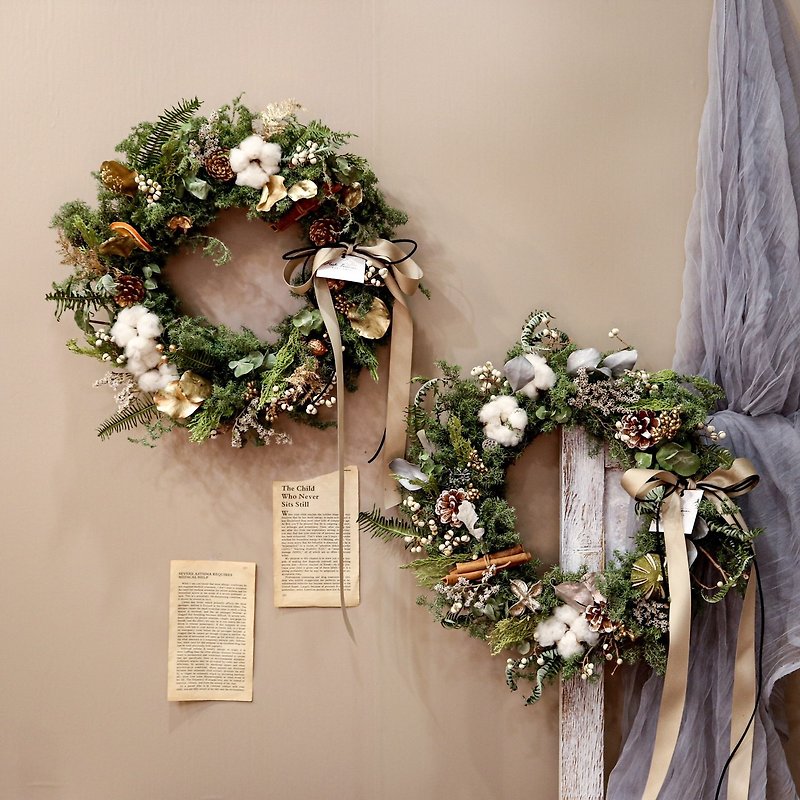 【遇見恆久】森林系雪松聖誕花圈 共2款 客製化禮物 - 乾花/永生花 - 植物．花 