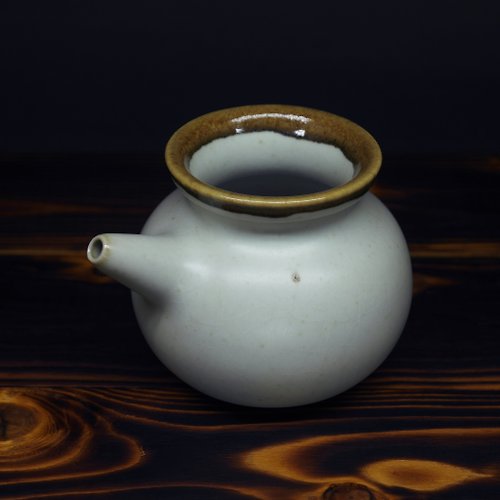 長樂窯 鐵口粉青圓型砲管嘴茶海、公道杯、勻杯 手作陶藝 茶道具