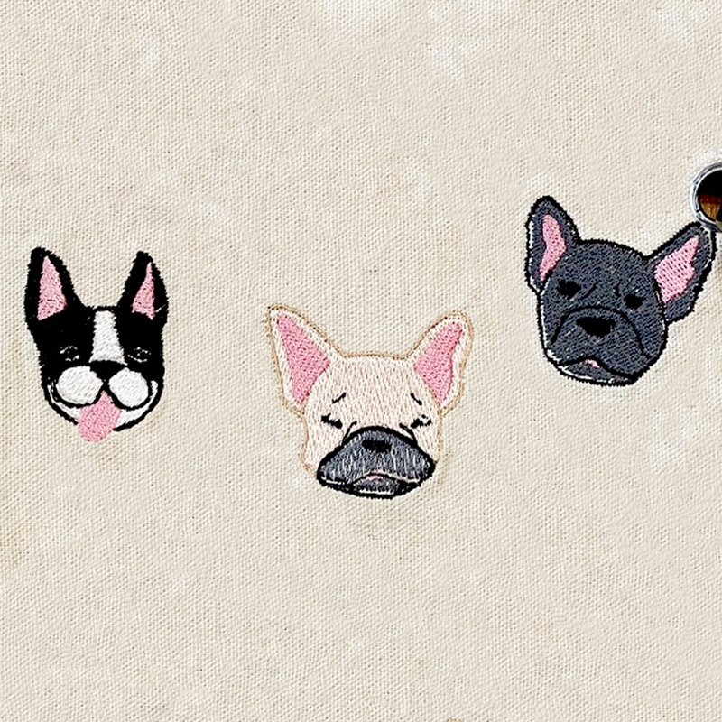 【加購刺繡】法國鬥牛犬 | 公版電繡圖案 - 手提包/手提袋 - 繡線 卡其色