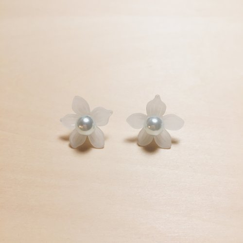 鳥嶼 Niaoyoo 復古半透藍珍珠花花可拆式耳環